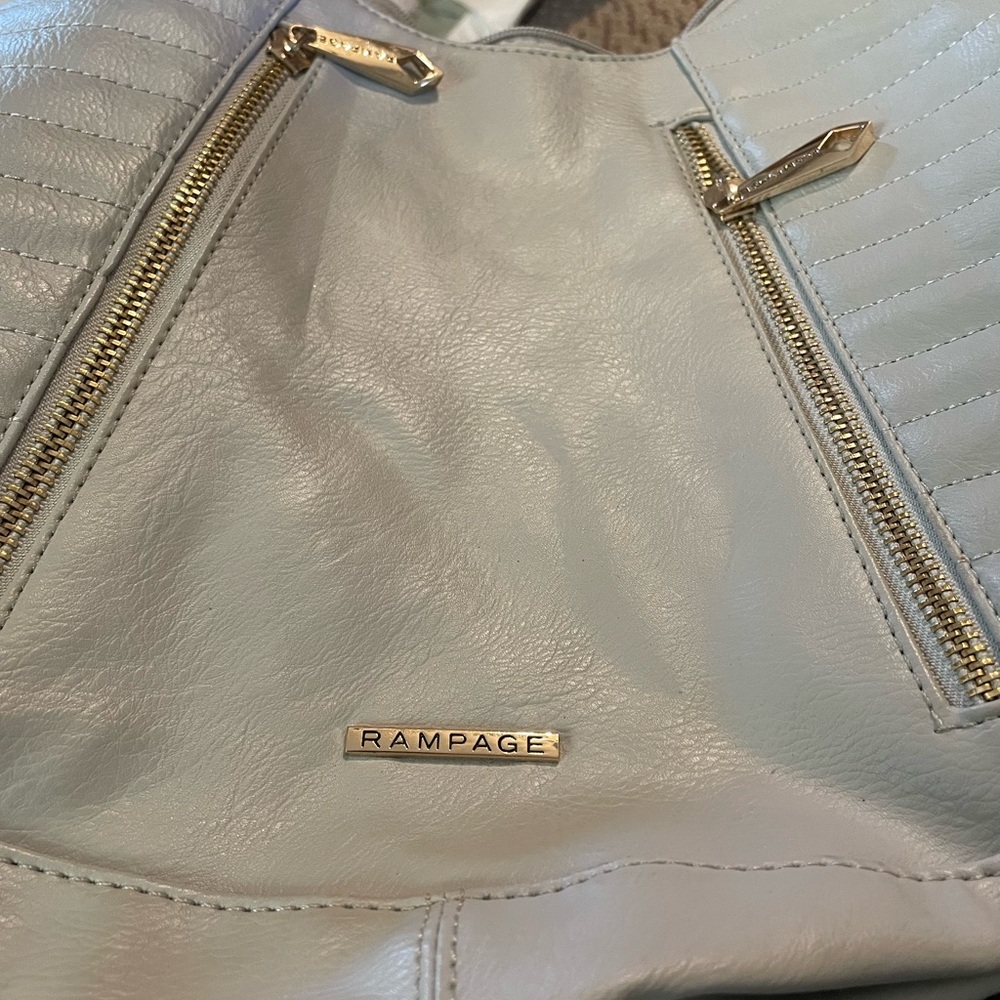 Rampage Light Gray Shoulder Bag with Gold Accents